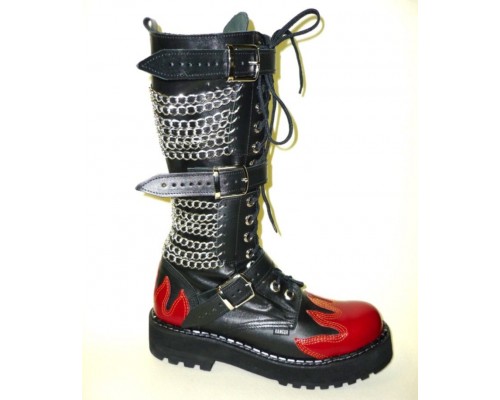 Ботинки Ranger 16 колец " Fire Red" 3 ремня и цепи
