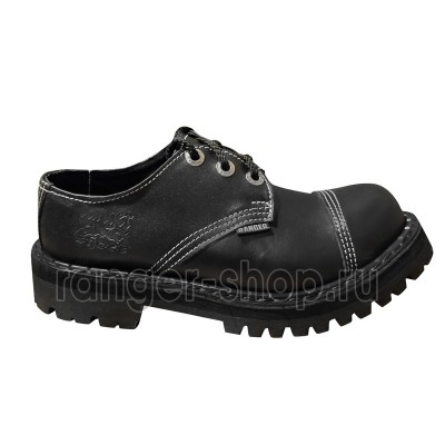 Полуботинки Ranger 3 кольца" Black "с белой прострочкой