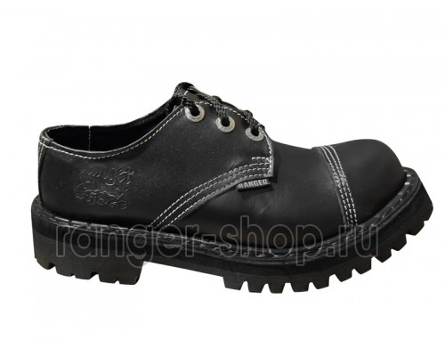 Полуботинки Ranger 3 кольца" Black "с белой прострочкой
