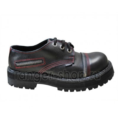 Полуботинки Ranger "black red line zipper" 3 кольца 