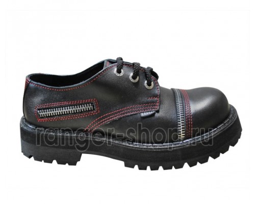 Полуботинки Ranger "black red line zipper" 3 кольца 