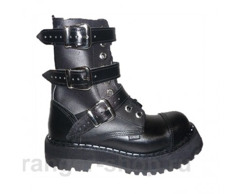 Ботинки Ranger 9колец "Black" 3ремня 