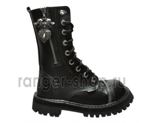 Ботинки Ranger 9 колец "Black" Молния+Волк