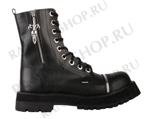 Ботинки Ranger 9 колец "Black Zipper Skull "