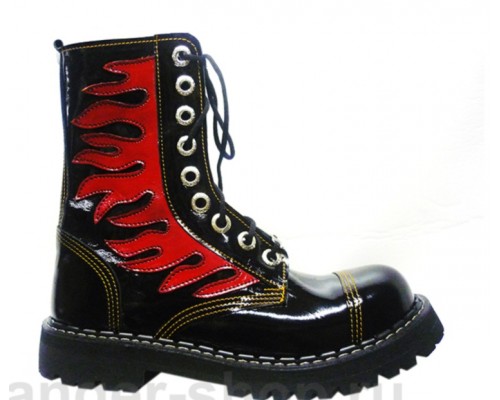 Ботинки Ranger 9 колец "Black varnish fire"